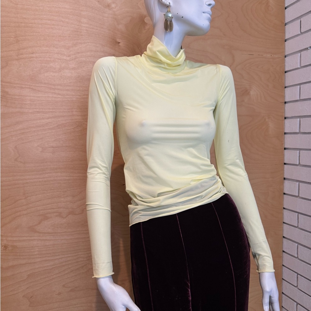 Dries Van Noten Light Yellow Sheer turtleneck